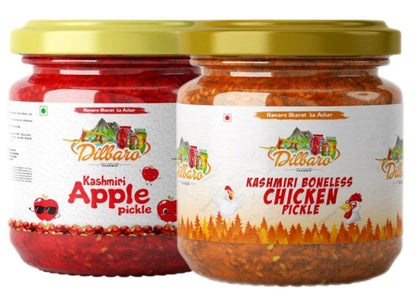 Sample Pack of Apple & Kashmiri Boneless Chicken Pickle - Dilbaro foods 