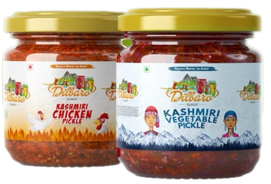 Combo Offer Kashmiri Chicken Pickle & Kashmiri Mix Vegetable Pickle - Dilbaro foods 