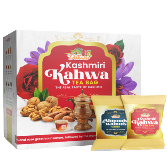 Kashmiri Kahwa Tea Bag  | 20 Sachet Inside Box Along With Almonds & Walnuts Sachet